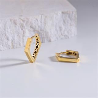 14 Ayar İtalyan V Tasarım Altın Küpe