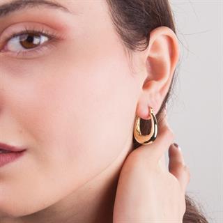 14 Ayar İtalyan Parlak Halka Altın Küpe