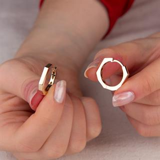 14 Ayar İtalyan Altıgen Altın Küpe