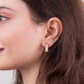 14 Ayar İtalyan Kare Kanallı Altın Küpe