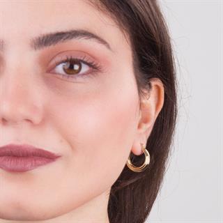 14 Ayar İtalyan Deniz Kabuğu Halka Altın Küpe