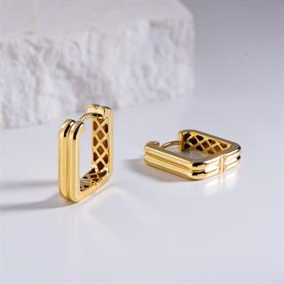 14 Ayar İtalyan Kare Kanallı Altın Küpe