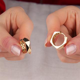 14 Ayar İtalyan Tasarım Altın Küpe