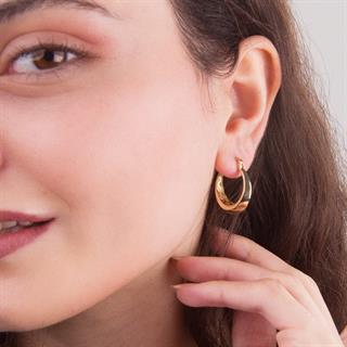 14 Ayar İtalyan Parlak Halka Altın Küpe