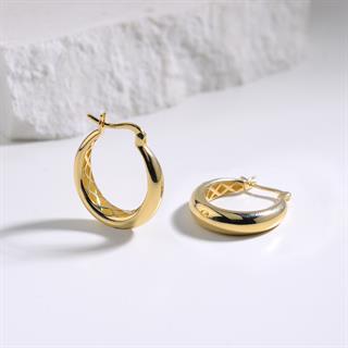 14 Ayar İtalyan Parlak Halka Altın Küpe