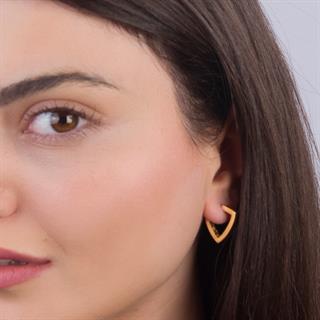 14 Ayar İtalyan V Tasarım Altın Küpe