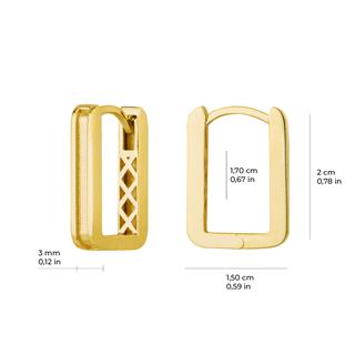 14 Ayar İtalyan Dikdörtgen Kanallı Altın Küpe