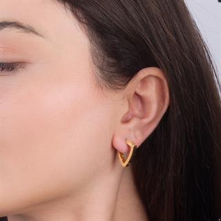 14 Ayar İtalyan V Tasarım Altın Küpe