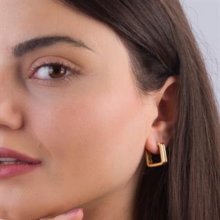 14 Ayar İtalyan Kare Kanallı Altın Küpe