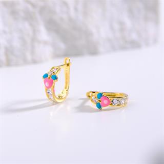 14 Ayar Altın Kalp Halka Çocuk Küpe