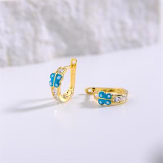 14 Ayar Altın Kelebek Halka Çocuk Küpe