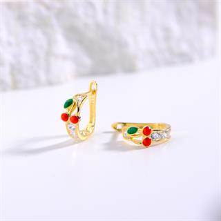 14 Ayar Altın Kiraz Halka Çocuk Küpe