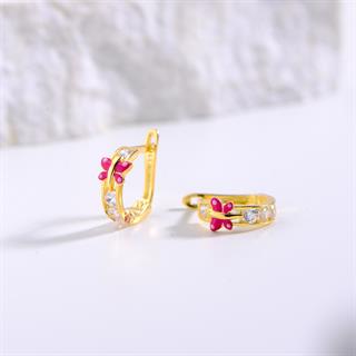 14 Ayar Altın Yusufçuk Halka Çocuk Küpe