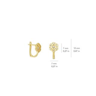 14 Ayar Çiçek Taşlı Altın Küpe