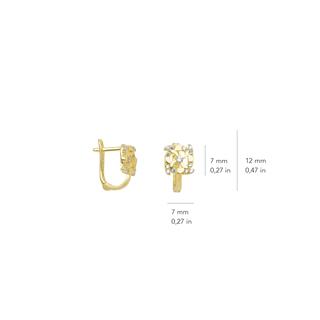 14 Ayar J Model Taşlı Altın Çiçek Küpe