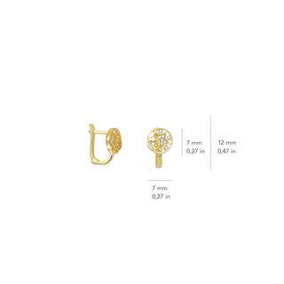 14 Ayar J Model Taşlı Altın Kalp Küpe