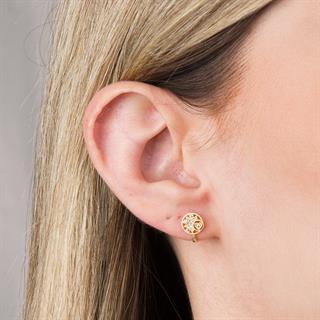 14 Ayar J Model Taşlı Altın Kalp Küpe