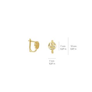 14 Ayar J Model Taşlı Altın Yuvarlak Küpe