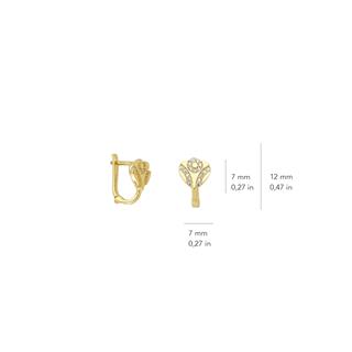 14 Ayar J Model Taşlı Altın Yuvarlak Küpe