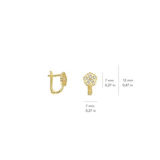 14 Ayar J Model Taşlı Yuvarlak Altın Küpe