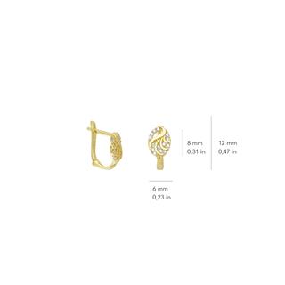 14 Ayar Yaprak Taşlı Altın Küpe