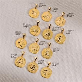 14 Ayar Altın Burç Kolye Ucu