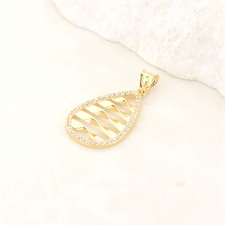 14 Ayar Altın Damla Taşlı Altın Kolye Ucu