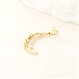 14 Ayar Altın Dorika Toplu Hilal Altın Kolye Ucu