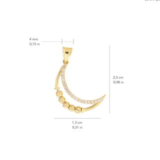 14 Ayar Altın Dorika Toplu Hilal Altın Kolye Ucu