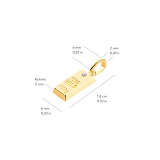14 Ayar Altın Külçe Fine Gold Kolye Ucu