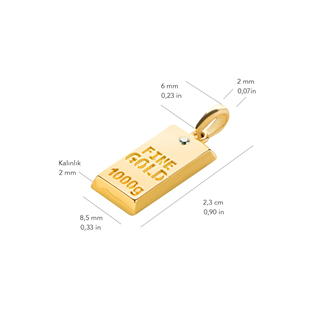 14 Ayar Altın Külçe Fine Gold Kolye Ucu