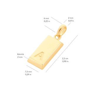 14 Ayar Altın Külçe Harf Kolye Ucu