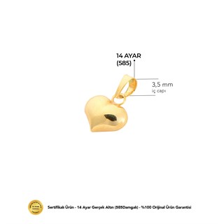 14 Ayar Altın Şişme Kalp Kolye Ucu