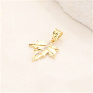 14 Ayar Altın Taşlı Yaprak Kolye Ucu