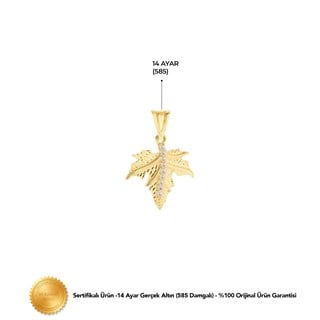 14 Ayar Altın Taşlı Yaprak Kolye Ucu