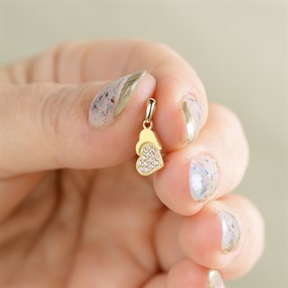 14 Ayar Kalp Taşlı Altın Kolye Ucu