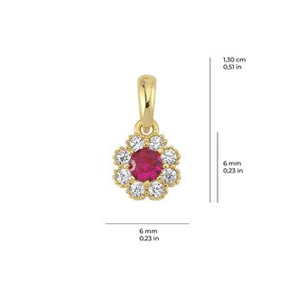 14 Ayar Yakut Taşlı Papatya Altın Kolye Ucu