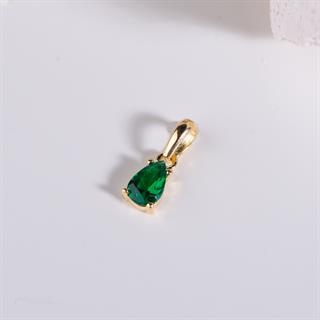 14 Ayar Zümrüt Taşlı Altın Kolye Ucu