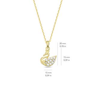 14 Ayar Altın Kuğu Kolye