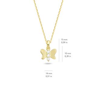 14 Ayar Altın Taşlı Kelebek Kolye