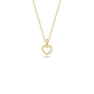 14 Ayar Tek Taş Altın Kalp Kolye