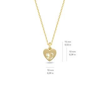 14 Ayar Altın Kelebekli Kalp Kolye