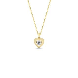 14 Ayar Tek Taş Altın Kalp Kolye
