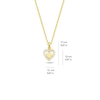 14 Ayar Altın Taşlı Kalp Kolye