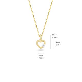 14 Ayar Tek Taş Altın Kalp Kolye
