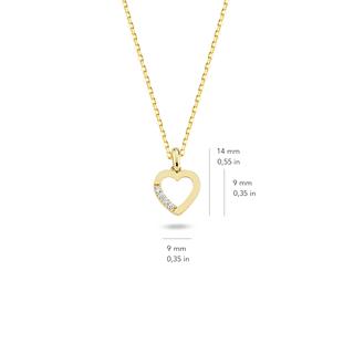14 Ayar Altın Taşlı Kalp Kolye