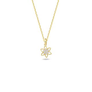 14 Ayar Altın Taşlı Çiçek Kolye