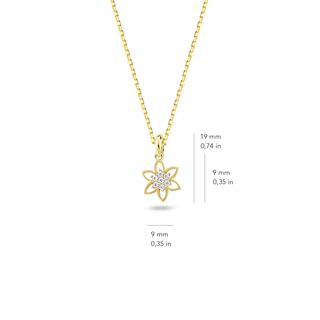 14 Ayar Altın Taşlı Çiçek Kolye