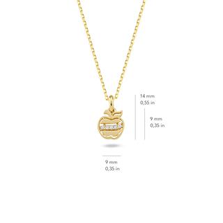 14 Ayar Altın Taşlı Elma Kolye