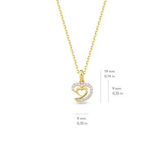 14 Ayar Altın Taşlı Kalp Kolye